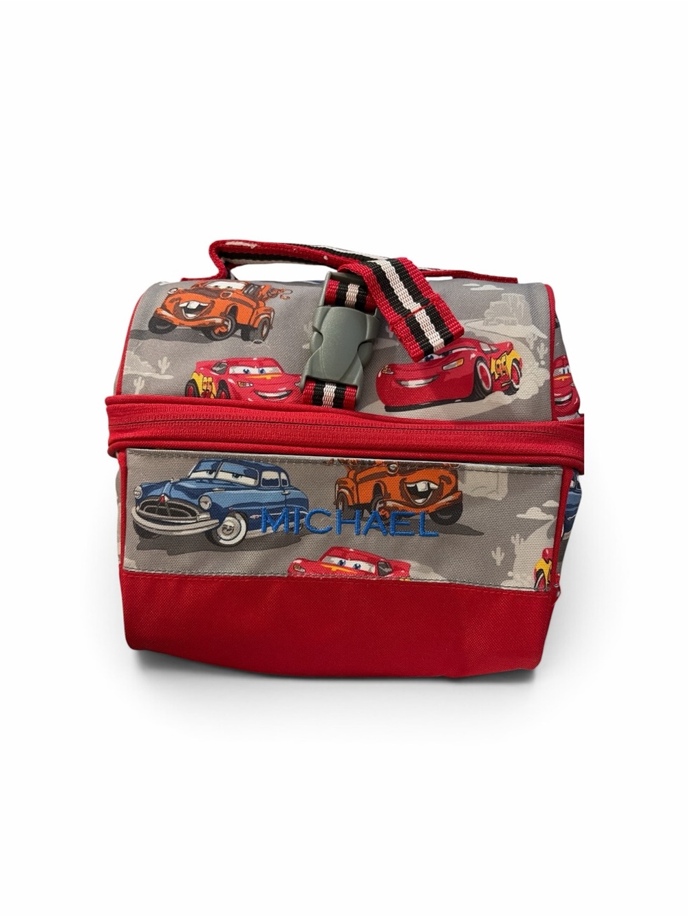 Pottery Barn Red Kids Lunch Bag with Cars Print New w/o tag Michael